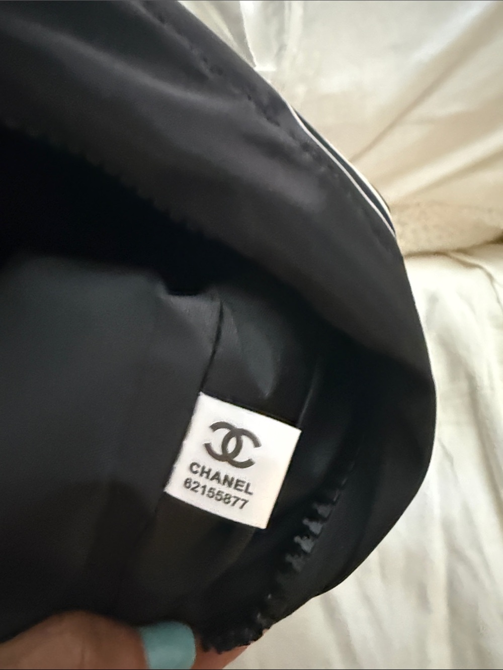 CHANEL Black Quilted Toiletry Pouch with White CC Logo - Picture 4 of 9